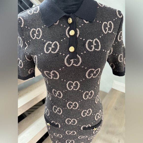New Gucci Black and Brown Logo Mini Dress can fit Small and Medium size - Picture 2 of 8